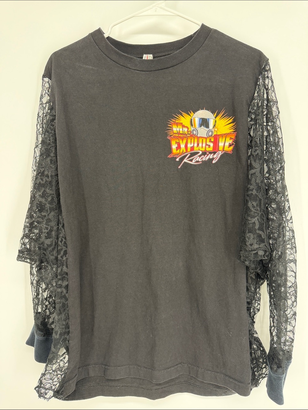 Drag Racing Dolman Sleeve Too Black Lace Women’s Size Medium Gearhead Moto Goth